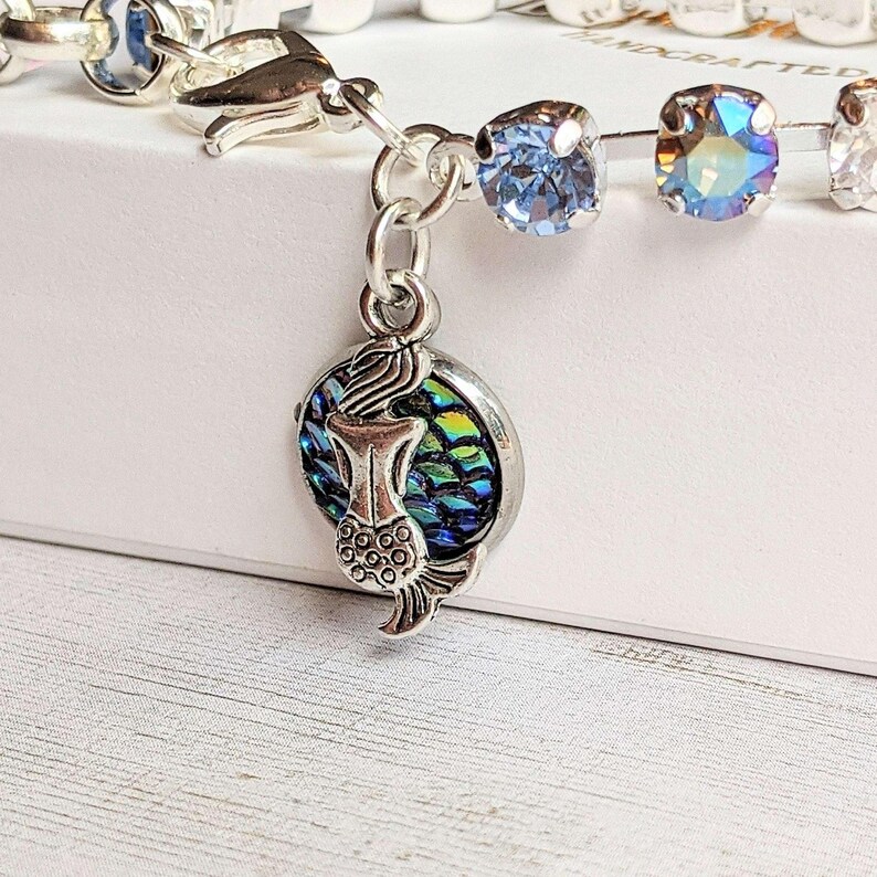 Mermaid Faceted Crystal Bracelet, Silver - - LadybugfeetDesigns -