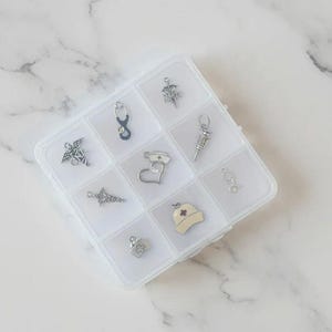 CNA/RN Nurse Charm Box - 9 pc., Silver - - LadybugfeetDesigns -