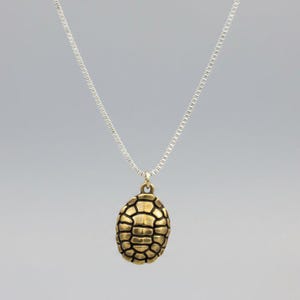 Two Tone Turtle Shell Necklace, Sterling Silver- 24 inches - - LadybugfeetDesigns -