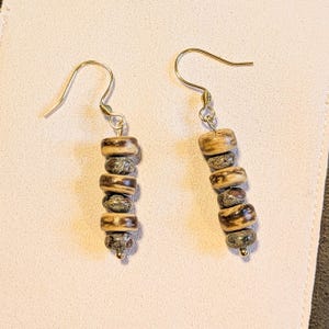 Leopard Skin Jasper Beaded Hook Earrings, Gold - - LadybugfeetDesigns -