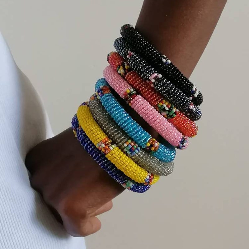 Orange maasai bead bracelet main image 0
