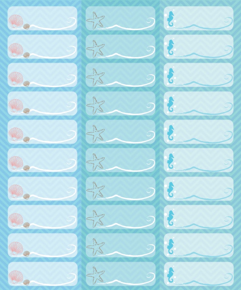 ocean beach return address labels turquoise avery template etsy