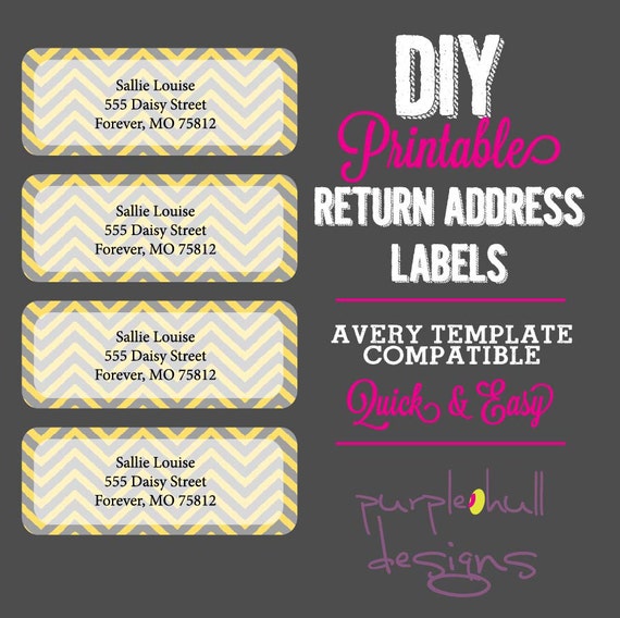 chevron return address labels yellow gray avery template etsy avery template 58160
