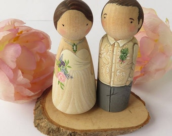 Wedding Cake Toppers// Peg Dolls Custom Wedding Cake toppers// Wooden Dolls//Cake toppers