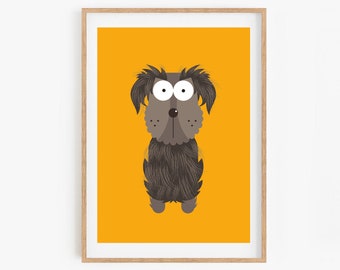 Illustrated Scotty Dog Poster size A3 (unframed) Wall Art Prints Posters Pictures Kids Children's Bedroom Nursery Home Decor Illustration