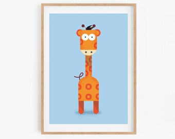 Illustrated Giraffe Print size A3 & A4 (unframed)  | Nursery Print | Giraffe Poster | Childrens Art | Illustration | Jungle Animal