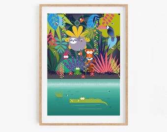 Jungle Animal Print, Sloth & Crocodile Nursery Decor