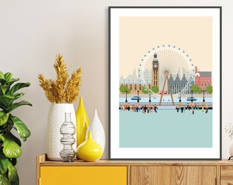 London Eye and Embankment A3 Poster (unframed)