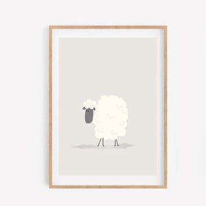 Póster con ilustración de ovejas, tamaño A3 y A4, impresiones de arte de pared, pósteres, baby shower, dormitorio infantil, decoración del hogar para guarderías, animales de granja