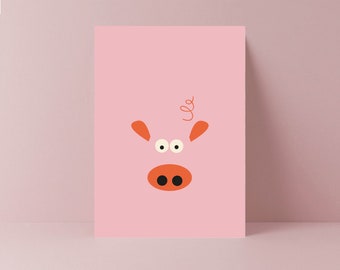 de porc minimaliste | Amoureux des cochons | de ferme | Anniversaire de cochon | Cartes pour elle | Cartes pour lui | Anniversaire