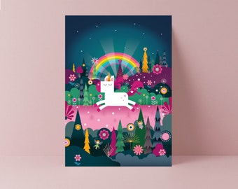 Carte d'anniversaire pour enfants licorne et arc-en-ciel | Joyeux anniversaire | Anniversaire garçon | Anniversaire de filles | Anniversaire d'enfants | Anniversaire d'un tout-petit | fées
