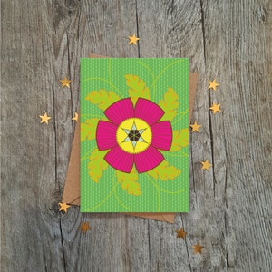 Biglietto di auguri geometrico con fiori di iris africani / Stampa africana / Grafica africana / Audace / Tessuto africano / Biglietti vuoti / Biglietti per qualsiasi occasione