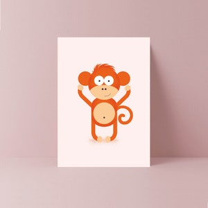 Cartão de macaco pêssego | Cartão em branco | Ilustração de macaco | Cartão de animal | Cartão de professor | Cartão infantil | Cartão de amigo | Cartão de namorada | Mãe