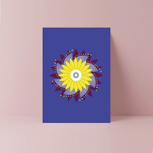Biglietto di auguri geometrico con fiori gialli africani / Stampa africana / Grafica africana / Audace / Tessuto africano / Biglietti vuoti / Biglietti per qualsiasi occasione