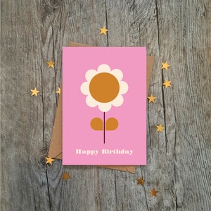 Retro 60er Jahre Stil Mohnblumen Geburtstagskarte | Luxus-Karte | Geometrischer Stil | Vintage-Design | Karte für Sie | Mama | Nan | Frau