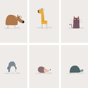 Pacchetto di biglietti di auguri con design di simpatici animali - La tua scelta / Biglietti di auguri / Mix & Match / Festa / Compleanno / Ringraziamenti / Celebrazione / Biglietti floreali