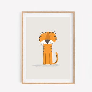 Póster de tigre para niños / A3 y A4 / Decoración de guardería / Animales de la jungla / Baby Shower / Habitación infantil / Animales de safari / Inspiración para guardería