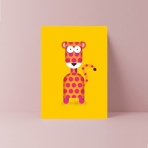 Cartão de chita amarela | Cartão em branco | Ilustração de chita | Cartão de animal | Cartão de professor | Cartão infantil | Cartão de amigo | Cartão de namorada | Mãe