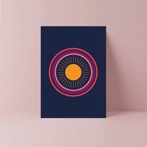 Biglietto di auguri geometrico africano Midnight Sun / Stampa africana / Grafica africana / Audace / Tessuto africano / Biglietti vuoti / Biglietti per qualsiasi occasione