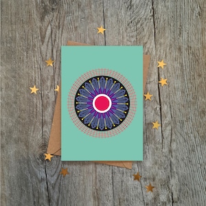 Biglietto di auguri geometrico con fiori di violetta africana / Stampa africana / Grafica africana / Audace / Tessuto africano / Biglietti vuoti / Biglietti per qualsiasi occasione