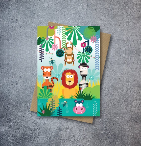 Lion Jungle Birthday Card | Kids Safari Animals