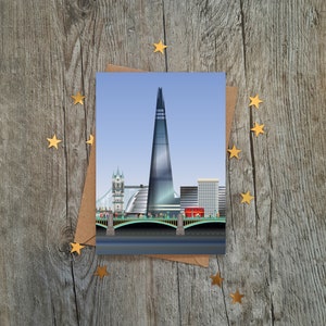 Cartão de Saudações Shard | Paisagem Urbana de Londres | Tower Bridge | Prefeitura | Lembrança | Arte de Londres | Southbank | Rio Tâmisa | Cartões de Londres