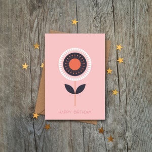 carte d'anniversaire fleur d'azalée | carte de voeux de luxe | Style géométrique | Design rétro | Carte d'épouse | petite amie | carte postale pour maman | Carte pour elle