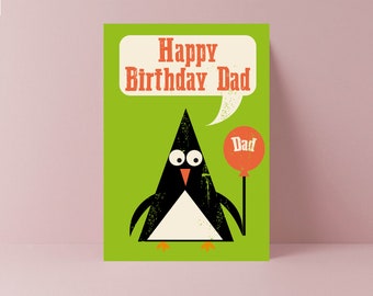 Happy Birthday Dad Card | fathers birthday | best dad | daddy card | penguin card | I love dad