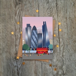 Die City of London Grußkarte | London Stadtansicht | Gurke | Turm 42 | Andenken | London Kunst | London E1 | Käsereibe | London Karten