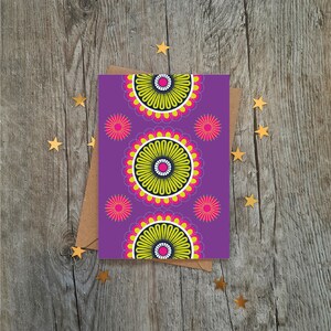 Biglietto di auguri con motivo geometrico psichedelico africano / Stampa africana / Grafica africana / Audace / Tessuto africano / Biglietti vuoti / Qualsiasi occasione