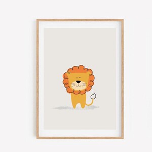 Póster con ilustración de león, tamaño A3 y A4, animales de safari, baby shower, decoración de guardería, regalo de cumpleaños para niños, bebé niño, bebé niña, jungla