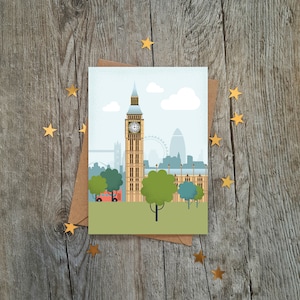 Big Ben Greetings Card | London Cityscape | Embankment | London Eye | Souvenir | London Art | Southbank | River Thames | London Cards