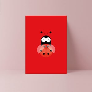 Marienkäfer Karte | Leere Karte | Giraffe Illustration | Karte Tier | Lehrer-Karte | Kinderkarte | Freund-Karte | Freundin Karte | Mama