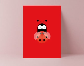 Red Ladybird Card | Blank Card | Giraffe Illustration | Animal Card | Teacher Card | Children's Card | Friend Card | Girlfriend card | Mum