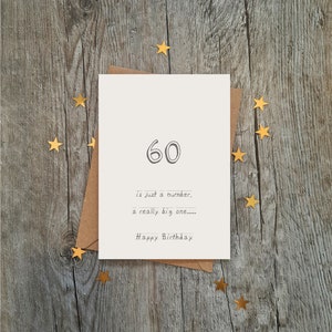 60 ist auch nur eine Zahl, und zwar eine ganz große. Alles Gute zum 60.Geburtstag Karte. | 60er | Runder Geburtstag | Meilenstein Geburtstag | Alles Gute zum Geburtstag Alter Karte