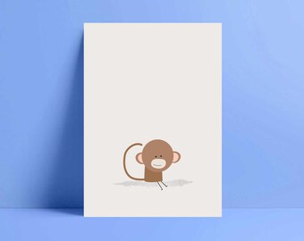 Cute Monkey Card – Blank Inside | Cards for Kids | Cards for Her | Birthday, Thank You, Any Occasion | Cards for Him | Jungle | Baby Shower