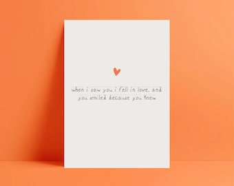 Romantic Poem Anniversary Card | Simple Love Quote | meaningful card | husband | Wife | partner | Girlfriend | Boyfriend | Love you