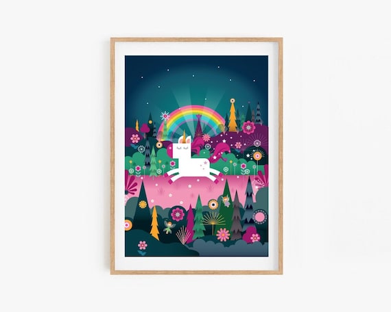 Digital Print A3 Unicorn Drawing & Illustration Art & Collectibles etna ...