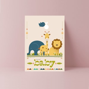 Neues Baby Karte | Baby Junge | Baby Mädchen | Erwartet | Es ist ein Junge | Es ist ein Mädchen | Baby-Tiere | Babyparty | Hallo Kleine | Herzlichen Glückwunsch