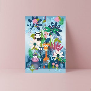 Tarjeta de cumpleaños infantil de Panda en la jungla / Feliz cumpleaños / Niños / Niñas / Cumpleaños de niños / Cumpleaños de niños pequeños / Novia / Esposa