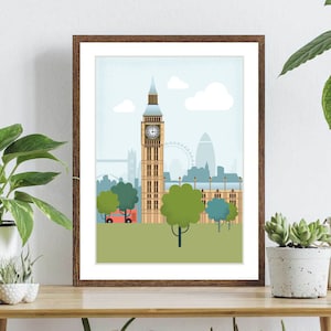 Póster A3 del Big Ben y las Casas del Parlamento de Londres (sin marco)