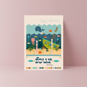Sotto il mare 4° compleanno / Buon compleanno / Quarto compleanno / Compleanno bambini / Compleanno bambini piccoli / Compleanno bambini / Ho quattro anni