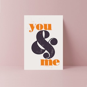 Jij en ik, Valentijnsdagkaart | Luxe kaart | Boekdrukstijl | Ik hou voor altijd van je | Echtgenoot | Vrouw | Vriendje | Vriendin | Houtsoort: