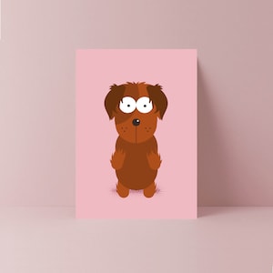 pour chien duveteux rose | Carte vierge | Illustration de chien | animal de compagnie | carte de voeux de professeur | Carte pour enfants | Carte d'ami | Carte de petite amie | Maman