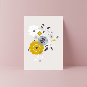 de conception florale de dahlia | carte de remerciement | Carte d'ami |  petite amie | amour | femme | carte d'anniversaire elle | Carte Maman | Fête des Mères
