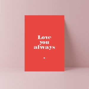 Te amo siempre, tarjeta de feliz día de San Valentín / Tarjeta de lujo / Estilo tipográfico / Tarjeta te amo por siempre / Esposo / Esposa / Novio / Novia