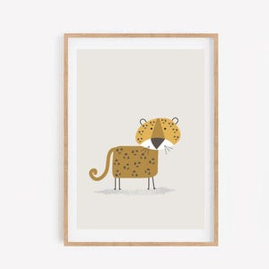 Ilustración de jaguar, impresión en tamaño A3 y A4 / Impresión decorativa para guardería / Póster de jaguar / Niños / Animales de safari / Animales de la jungla / Baby Shower /