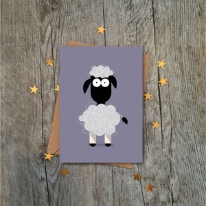 Schattige schapenkaart | Blanco kaart | Bijillustratie | Dierenkaart | Lerarenkaart | Kinderkaart | Vriendenkaart | Vriendinkaart | Moederkaart