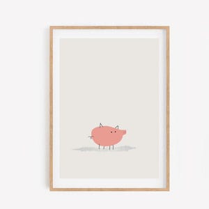 Poster Illustration du cochon au format A3 et A4 | Impressions d'art mural | Affiches | Cadeaux pour lui | Cadeaux pour elle | Décoration d'intérieur| Animaux de la ferme | Art du cochon