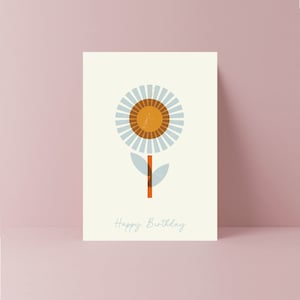 Retro Blaue Sonnenblume alles Gute zum Geburtstagkarte | Freund | Blumen Karte | Mädchen | Kinder | Kleinkind | Beste Freundin | Kuchen-Karte | Freundin | Nan | Frau